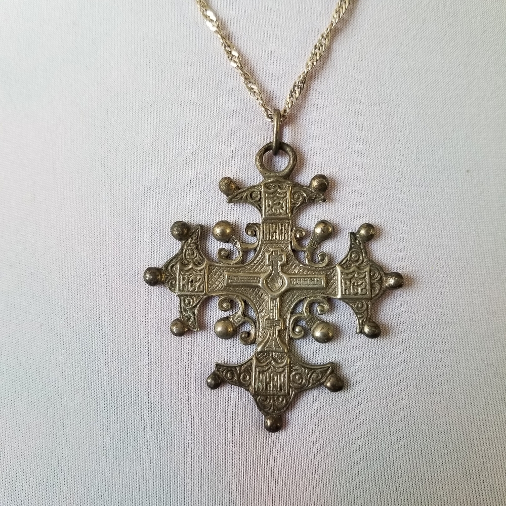 Relisted -Vintage Coppini cross necklace 800 silver bros Christian renaissance - Picture 11 of 17